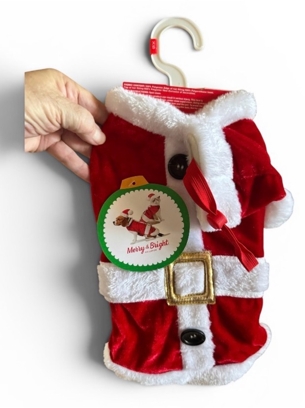 Merry & Bright Santa Dog Costume - Red & White